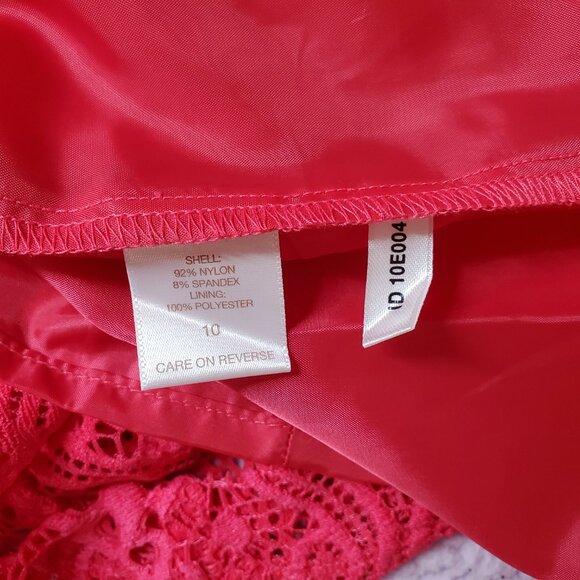 Eva Mendes Embroidered Lace Hot Pink A-Line Dress Sz 10 - Picture 7 of 10